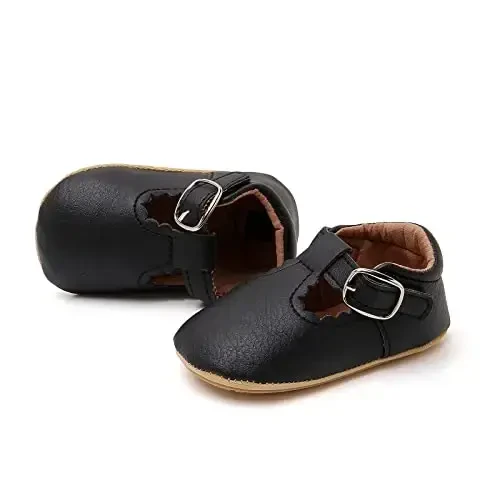 Baby Girls Mary Jane Flats Shoes with Non-Slip Soft Sole Toddler First Walkers Newborn Princess Dress Shoes - 5