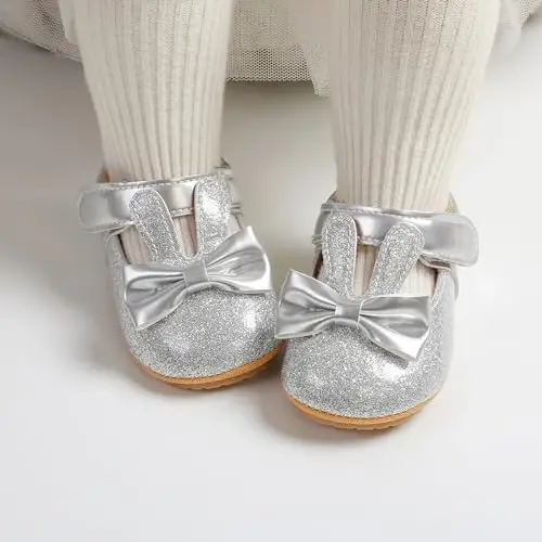 Baby Girls Mary Jane Flats Shoes with Non-Slip Soft Sole Toddler First Walkers Newborn Princess Dress Shoes - 3