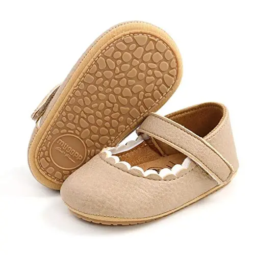 Baby Girls Mary Jane Flats Shoes with Non-Slip Soft Sole Toddler First Walkers Newborn Princess Dress Shoes - 1
