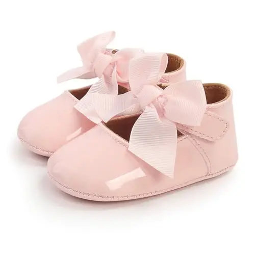 Baby Girls Mary Jane Flats Shoes with Non-Slip Soft Sole Toddler First Walkers Newborn Princess Dress Shoes - 3