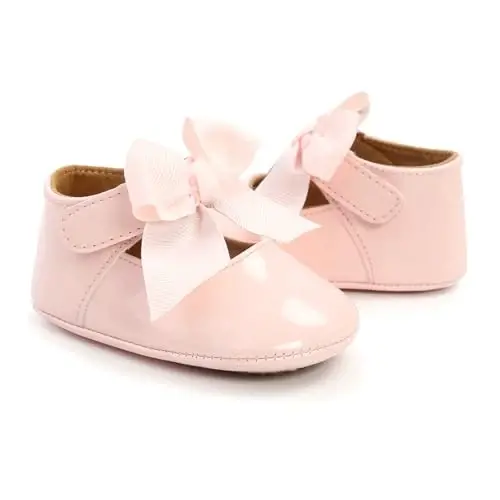 Baby Girls Mary Jane Flats Shoes with Non-Slip Soft Sole Toddler First Walkers Newborn Princess Dress Shoes - 4