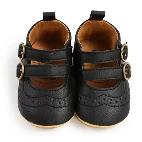 Baby Girls Mary Jane Flats Shoes with Non-Slip Soft Sole Toddler First Walkers Newborn Princess Dress Shoes - 5