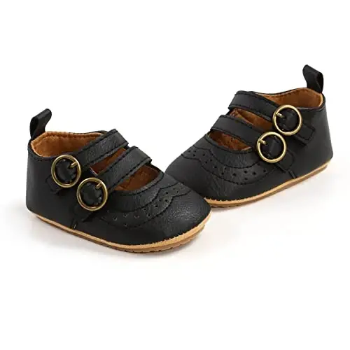Baby Girls Mary Jane Flats Shoes with Non-Slip Soft Sole Toddler First Walkers Newborn Princess Dress Shoes - 4