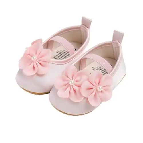 Baby Girls Mary Jane Flats Shoes with Non-Slip Soft Sole Toddler First Walkers Newborn Princess Dress Shoes - 1