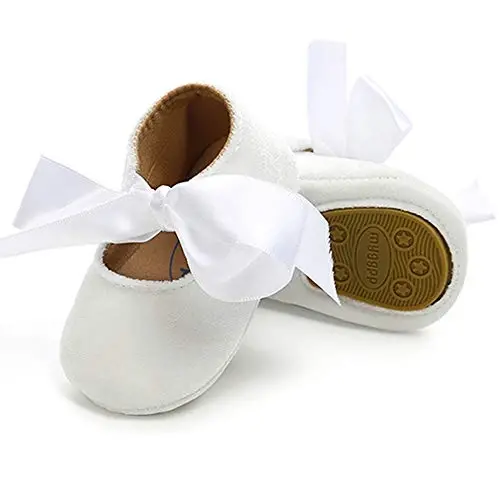 Baby Girls Mary Jane Flats Anti-Slip Rubber Sole Bow Toddler Princess Dress Shoes - 3