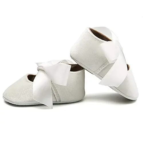 Baby Girls Mary Jane Flats Anti-Slip Rubber Sole Bow Toddler Princess Dress Shoes - 4