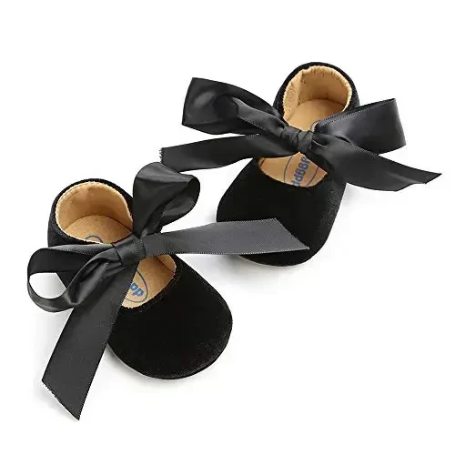 Baby Girls Mary Jane Flats Anti-Slip Rubber Sole Bow Toddler Princess Dress Shoes - 4