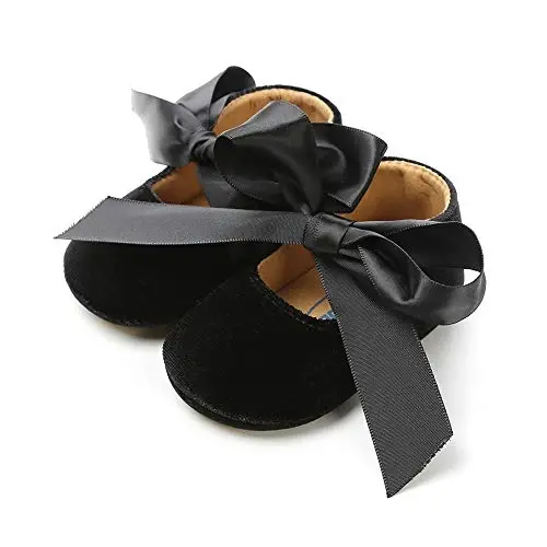 Baby Girls Mary Jane Flats Anti-Slip Rubber Sole Bow Toddler Princess Dress Shoes 