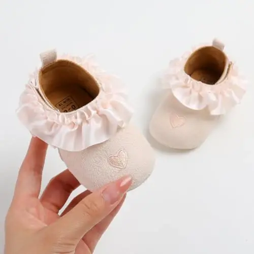 Baby Girls Mary Jane Flats Anti-Slip Rubber Sole Bow Toddler Princess Dress Shoes - 5