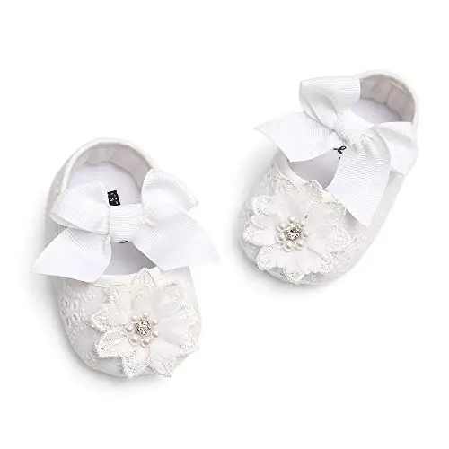 Ohwawadi Infant Baby Girl Shoes Baby Mary Jane Flats Princess Wedding Dress Shoes Crib Shoe for Newborns, Infants, Babies, and Toddlers - 7