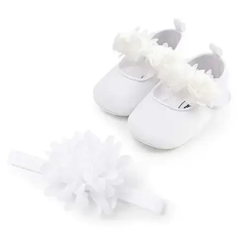 Ohwawadi Infant Baby Girl Shoes Baby Mary Jane Flats Princess Wedding Dress Shoes Crib Shoe for Newborns, Infants, Babies, and Toddlers - 3