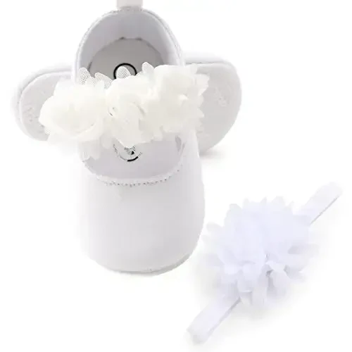Ohwawadi Infant Baby Girl Shoes Baby Mary Jane Flats Princess Wedding Dress Shoes Crib Shoe for Newborns, Infants, Babies, and Toddlers - 5
