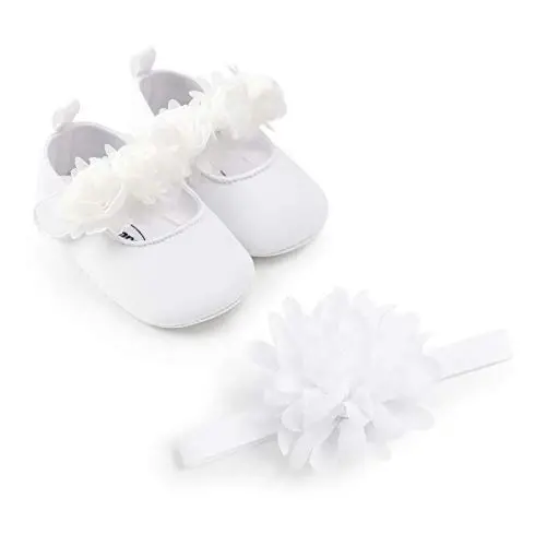 Baby Girls Mary Jane Flats with Bowknot Non Slip Soft Sole Newborn Infant Toddler First Walkers Cirb Dress Shoes - 2