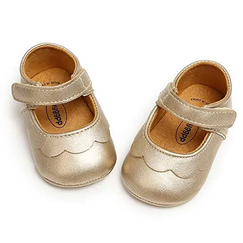 Baby Girls Mary Jane Flats Anti-Slip Rubber Sole Bow Toddler Princess Dress Shoes - BABY