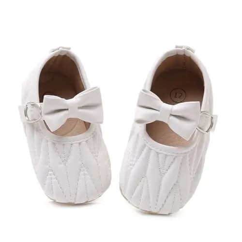 Baby Girls Mary Jane Flats Anti-Slip Rubber Sole Bow Toddler Princess Dress Shoes - 2