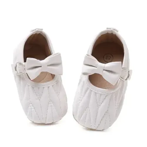 Baby Girls Mary Jane Flats Anti-Slip Rubber Sole Bow Toddler Princess Dress Shoes - 2