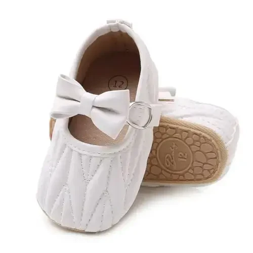 Baby Girls Mary Jane Flats Anti-Slip Rubber Sole Bow Toddler Princess Dress Shoes - 5