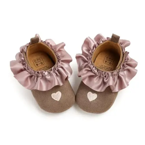 Baby Girls Mary Jane Flats Anti-Slip Rubber Sole Bow Toddler Princess Dress Shoes - 1
