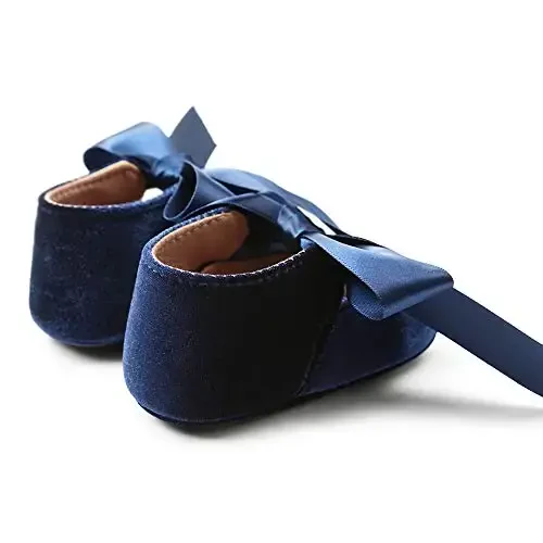Baby Girls Mary Jane Flats Anti-Slip Rubber Sole Bow Toddler Princess Dress Shoes - 5