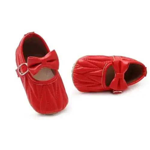 Baby Girls Mary Jane Flats Anti-Slip Rubber Sole Bow Toddler Princess Dress Shoes - 4