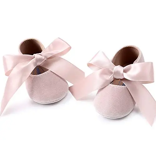 Baby Girls Mary Jane Flats Anti-Slip Rubber Sole Bow Toddler Princess Dress Shoes - 1
