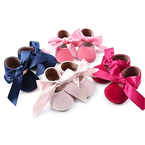 Baby Girls Mary Jane Flats Anti-Slip Rubber Sole Bow Toddler Princess Dress Shoes - 2