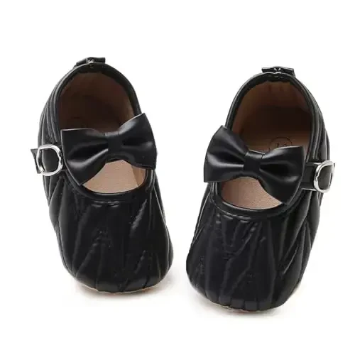 Baby Girls Mary Jane Flats Anti-Slip Rubber Sole Bow Toddler Princess Dress Shoes - 3