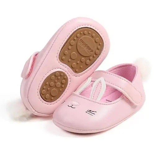 Baby Girls Mary Jane Flats Anti-Slip Rubber Sole Bow Toddler Princess Dress Shoes - 1