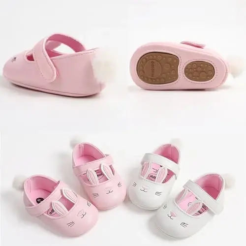 Baby Girls Mary Jane Flats Anti-Slip Rubber Sole Bow Toddler Princess Dress Shoes - 5