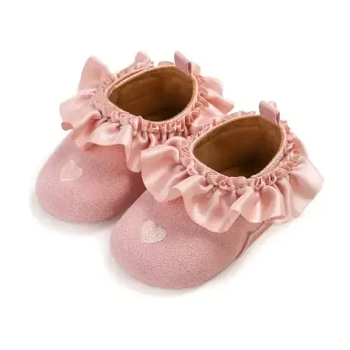 Baby Girls Mary Jane Flats Anti-Slip Rubber Sole Bow Toddler Princess Dress Shoes - 6