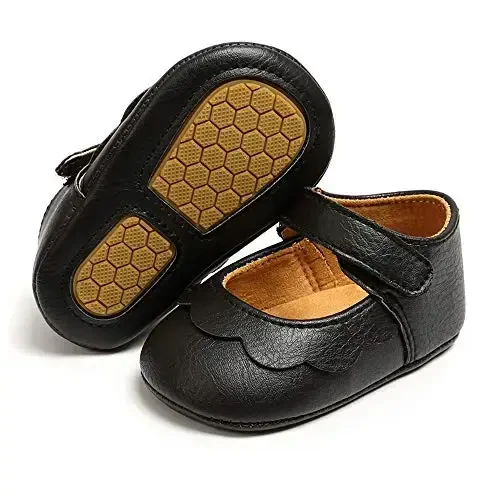Baby Girls Mary Jane Flats Anti-Slip Rubber Sole Bow Toddler Princess Dress Shoes - 2