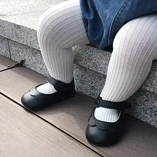 Baby Girls Mary Jane Flats Anti-Slip Rubber Sole Bow Toddler Princess Dress Shoes - 4