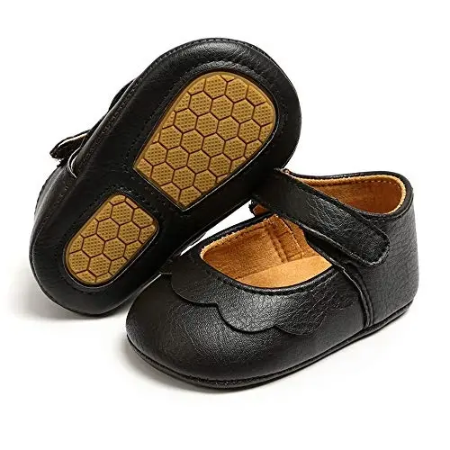 Baby Girls Mary Jane Flats Anti-Slip Rubber Sole Bow Toddler Princess Dress Shoes - 2