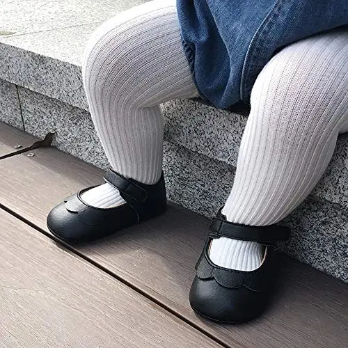 Baby Girls Mary Jane Flats Anti-Slip Rubber Sole Bow Toddler Princess Dress Shoes - 4