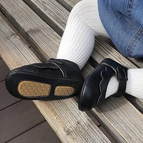 Baby Girls Mary Jane Flats Anti-Slip Rubber Sole Bow Toddler Princess Dress Shoes - 6