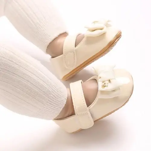 Baby Girls Mary Jane Flats Shoes with Non-Slip Soft Sole Toddler First Walkers Newborn Princess Dress Shoes - 2