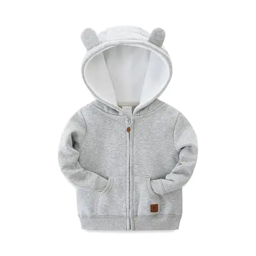 Baby Girls Boys Warm Adorable Hooded Zip Coat for Fall Spring Outerwear 3-24M Kids Jacket - 1
