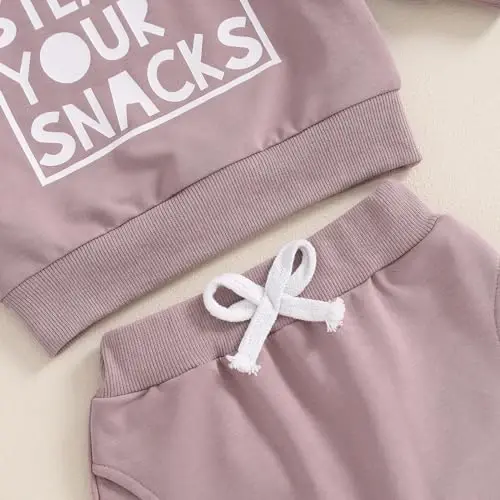 allshope Baby Girl Fall Clothes Set Long Sleeve Letter Print Sweatshirt Pants Toddler Infant Outfits 6 12 18 24 Months 2T 3T - 6