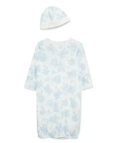 Little Me Clothes for Baby Girls' 2-Piece Nightgown and Cap Set 100% Cotton with Elastic Bottom, Baby Essentials, 0-3 Months - 2