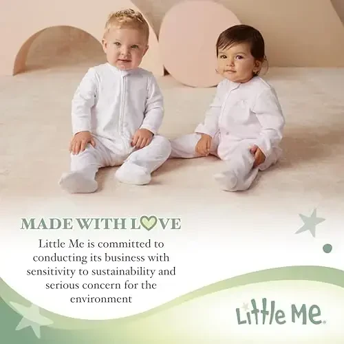 Little Me Clothes for Baby Girls' 2-Piece Nightgown and Cap Set 100% Cotton with Elastic Bottom, Baby Essentials, 0-3 Months - 6