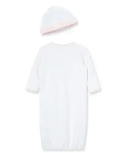 Little Me Clothes for Baby Girls' 2-Piece Nightgown and Cap Set 100% Cotton with Elastic Bottom, Baby Essentials, 0-3 Months - 2
