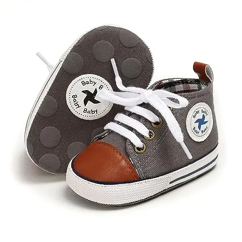 Baby Girls Boys Shoes Soft Anti-Slip Sole Newborn First Walkers High Top Canvas Denim Unisex Infant Sneaker 