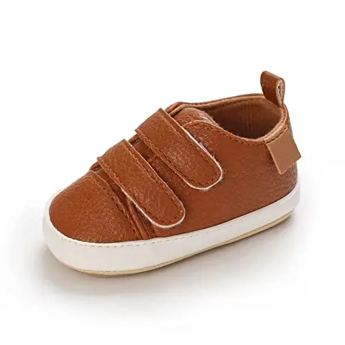 Baby Girls Boys Shoes Soft Anti-Slip Sole Newborn First Walkers High Top Canvas Denim Unisex Infant Sneaker - 6