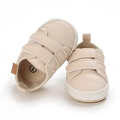 Baby Girls Boys Shoes Soft Anti-Slip Sole Newborn First Walkers High Top Canvas Denim Unisex Infant Sneaker - 5
