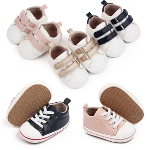 Baby Girls Boys Shoes Soft Anti-Slip Sole Newborn First Walkers High Top Canvas Denim Unisex Infant Sneaker - 5