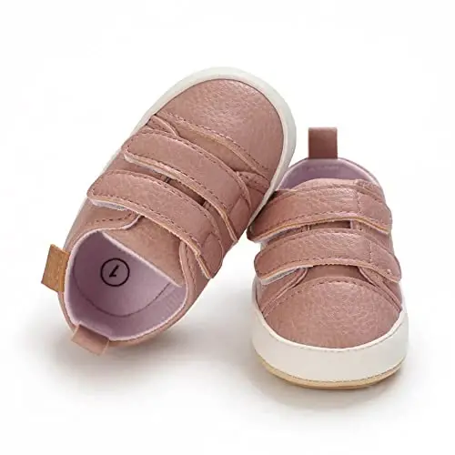 Baby Girls Boys Shoes Soft Anti-Slip Sole Newborn First Walkers High Top Canvas Denim Unisex Infant Sneaker - 5