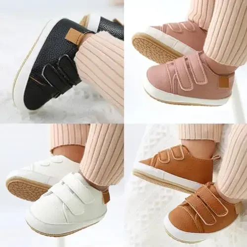 Baby Girls Boys Shoes Soft Anti-Slip Sole Newborn First Walkers High Top Canvas Denim Unisex Infant Sneaker - 5