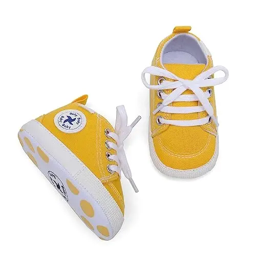 Baby Girls Boys Shoes Soft Anti-Slip Sole Newborn First Walkers High Top Canvas Denim Unisex Infant Sneaker - 4