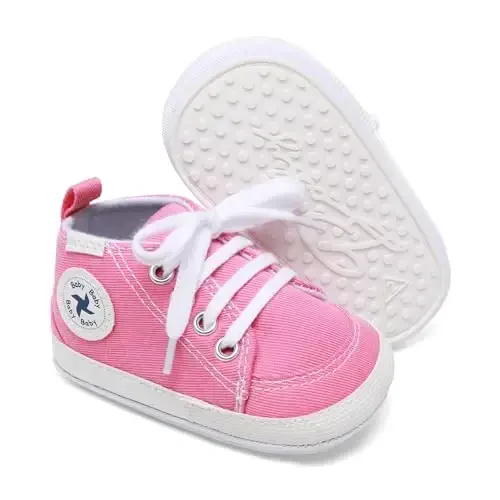 Baby Girls Boys Shoes Soft Anti-Slip Sole Newborn First Walkers High Top Canvas Denim Unisex Infant Sneaker 