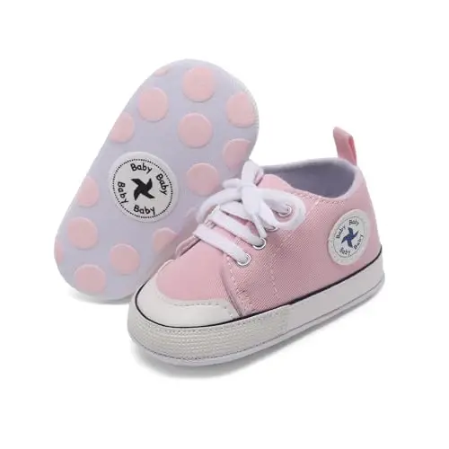 Baby Girls Boys Shoes Soft Anti-Slip Sole Newborn First Walkers High Top Canvas Denim Unisex Infant Sneaker - 1